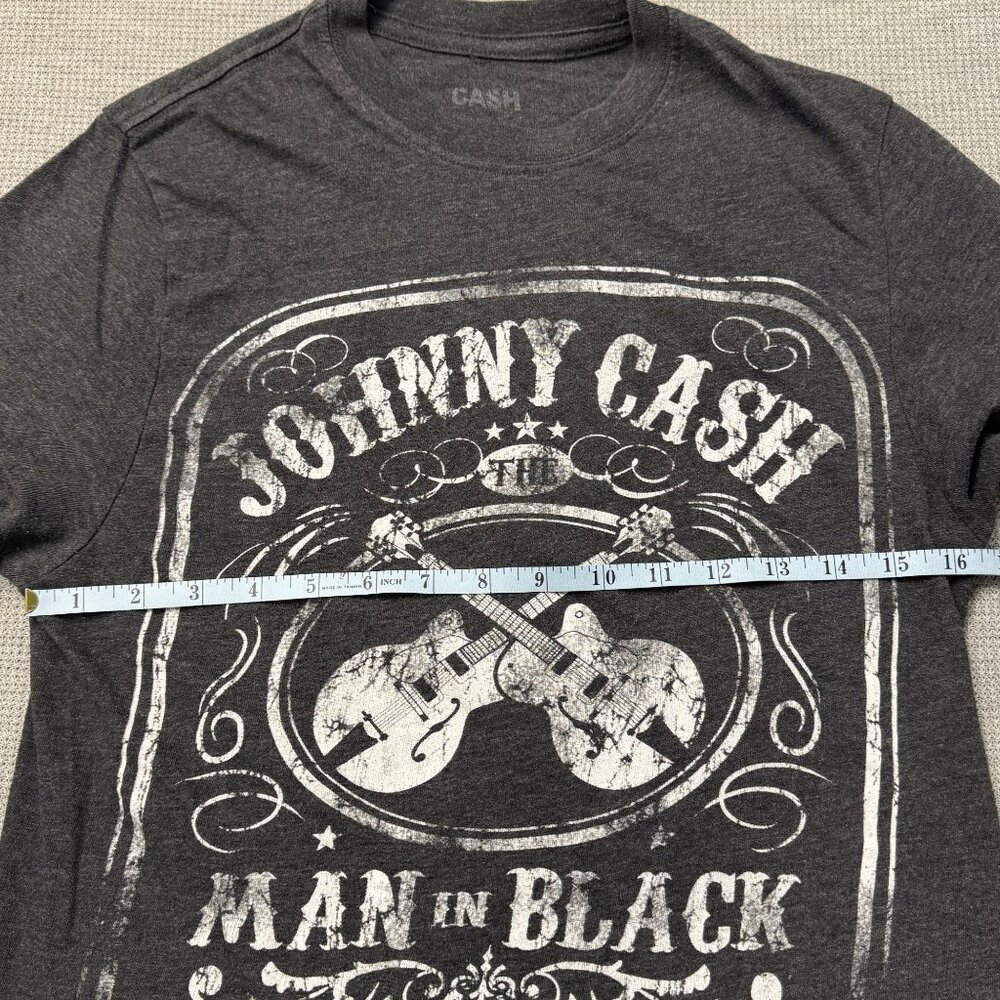 Johnny Cash Man In Black Graphic T-Shirt Short Sleeve Charcoal Gray Adult Small - Picture 7 of 10